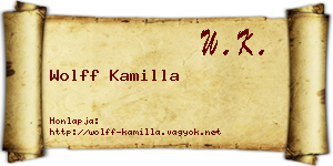 Wolff Kamilla névjegykártya